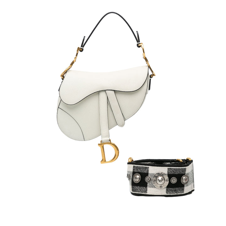 Christian Dior White Grained Calfskin Saddle - Revive